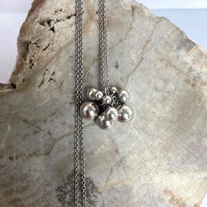 Sterling Silver 925 Bead Ball Bubble Cha-Cha Pendant Necklace 18"